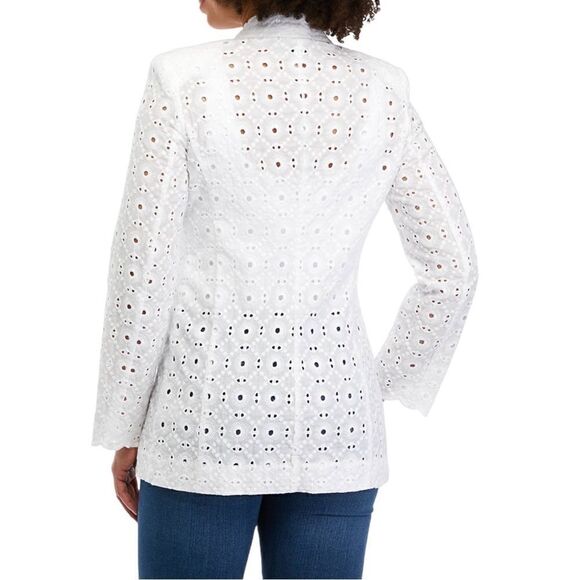 Industry Lapel Collar Long Sleeve One Button Closure Eyelet Lace Jacket Size 6 - Picture 9 of 14